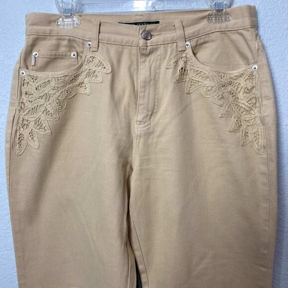 Lauren Jeans Co. By Ralph Lauren Lace Embellished Denim Jeans Size 8 - Picture 2 of 9